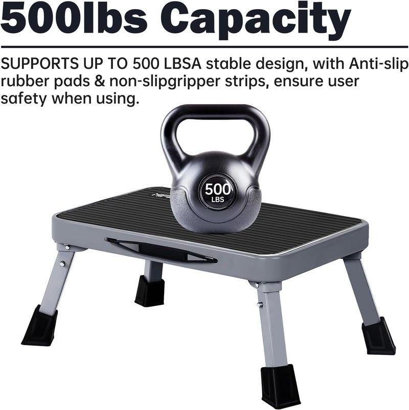 Mifami RV Step Stool Foldable 1-Step Ladder Sturdy Metal Stable Step Stool with a Non-Slip Platform Supports up to 500 lb with Non-Slip Rubber Feet, Easy to Carry - Image 2